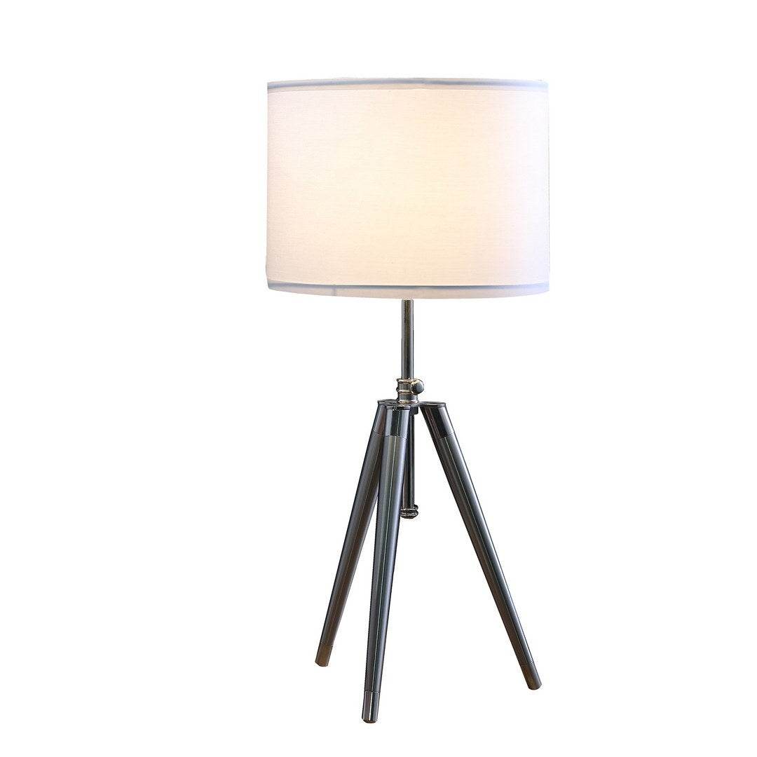 Mid-Century Adjustable Tripod Brushed Silver Metal Table Lamp - Sleep Galleria
