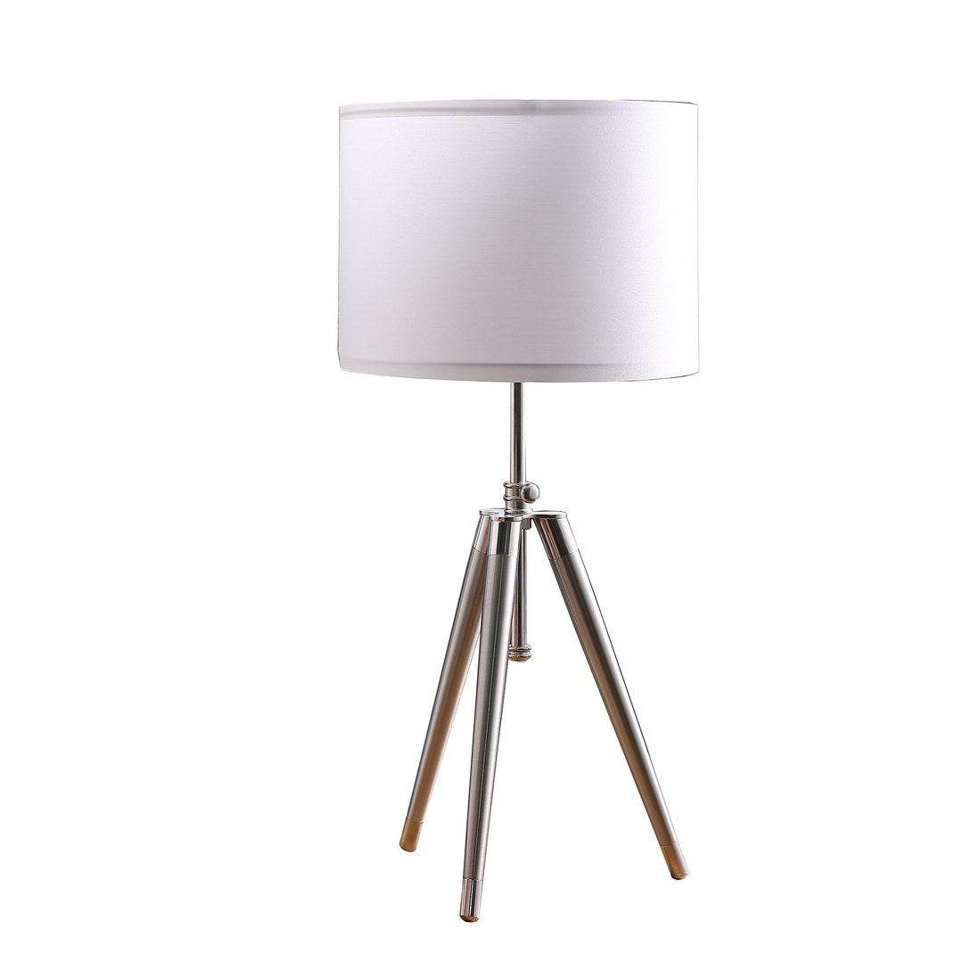 Mid-Century Adjustable Tripod Brushed Silver Metal Table Lamp - Sleep Galleria