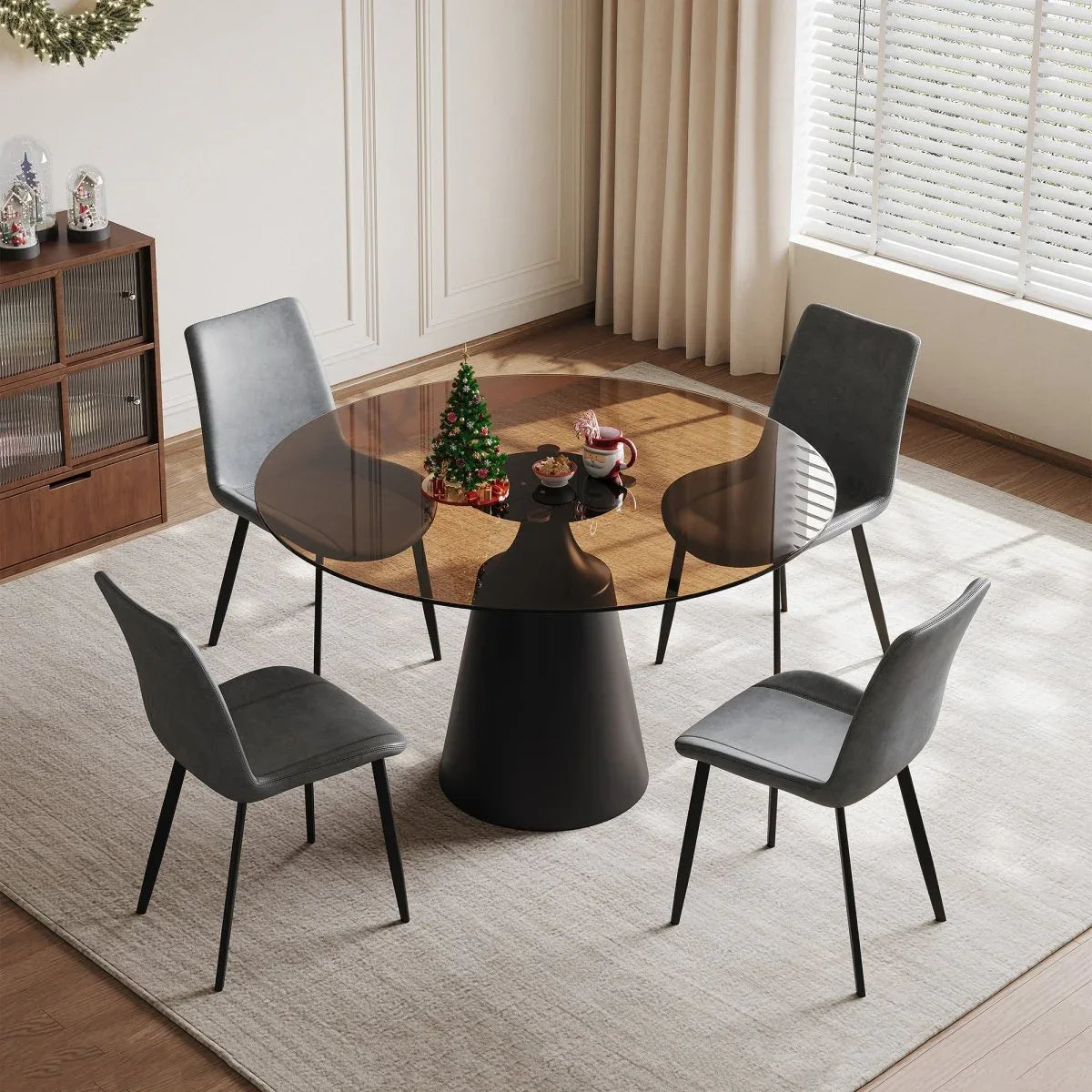 Mid-Century Modern 35-Inch Round Dining Table Set - Omega Lifestyles