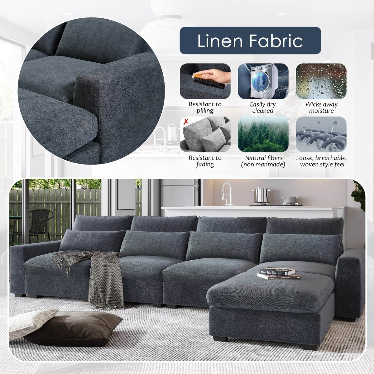 Modern Feather Filled Sectional Sofa - Sleep Galleria