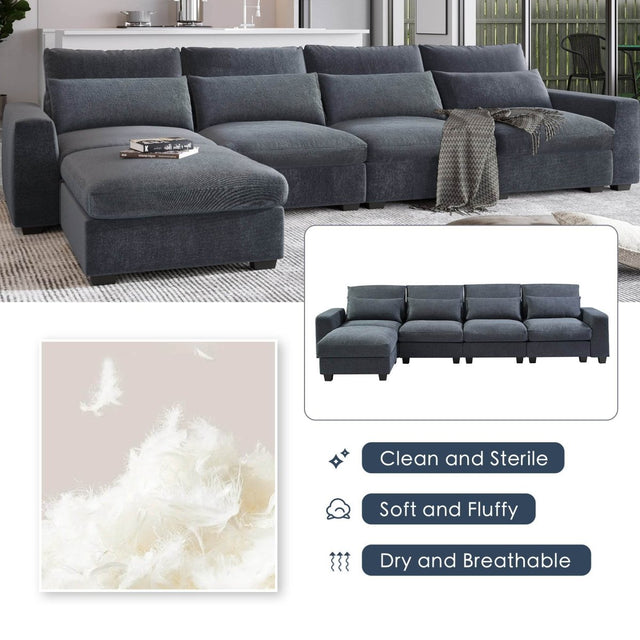Modern Feather Filled Sectional Sofa - Omega Lifestyles