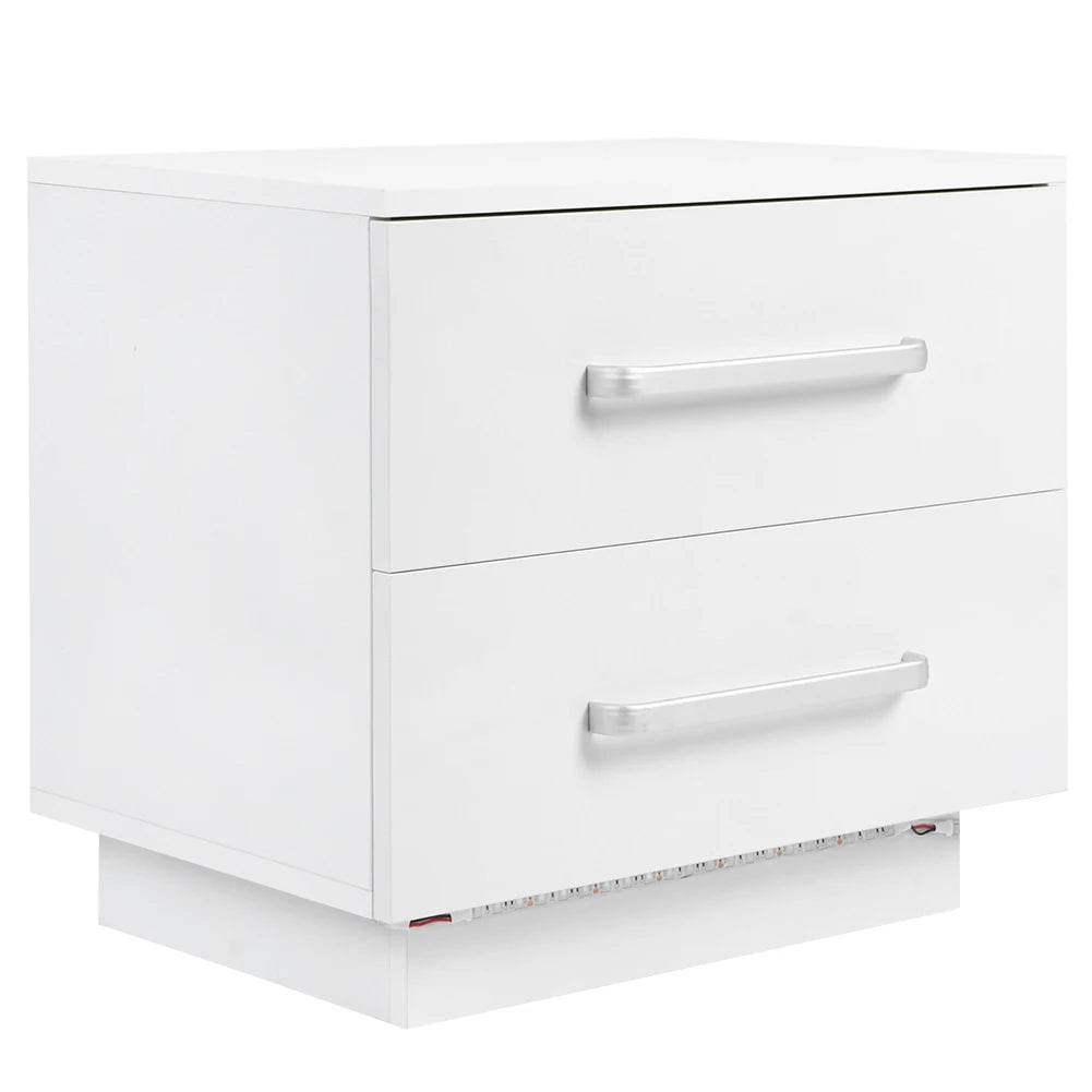 Modern LED Bedside Table With Two Drawers - Omega Lifestyles