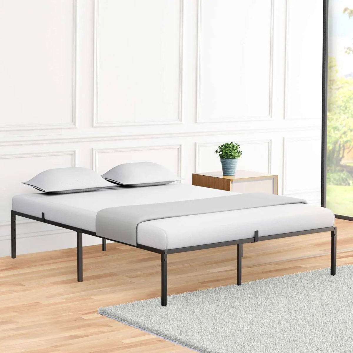 Modern Reinforced Steel No Box Spring Bed Frame - Omega Lifestyles