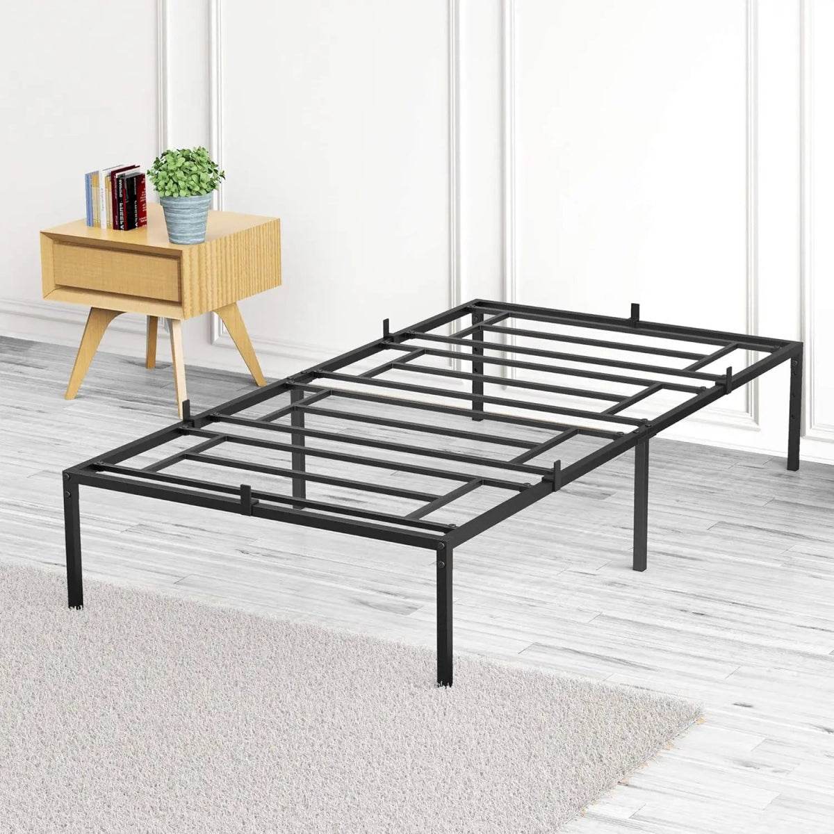 Modern Reinforced Steel No Box Spring Bed Frame - Omega Lifestyles