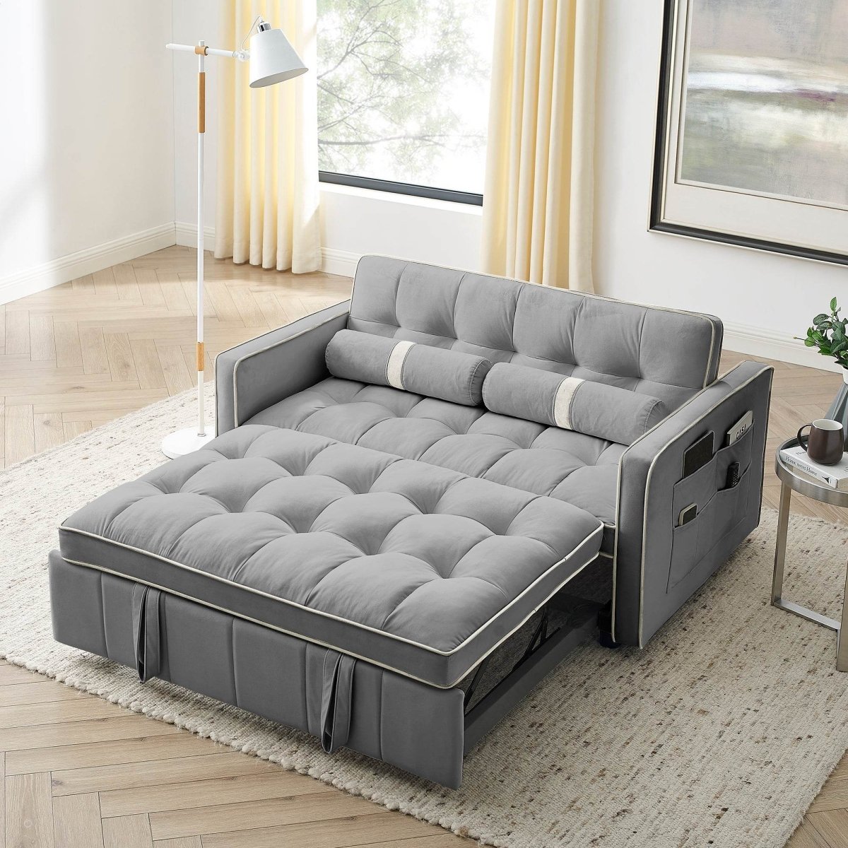 Multifunctional Velvet Pull-Out Sofa Bed - Sleep Galleria