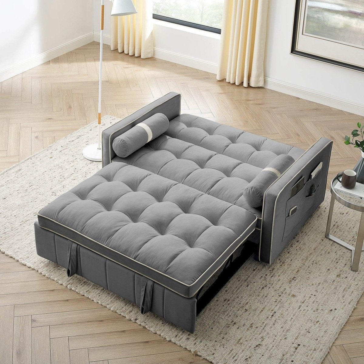 Multifunctional Velvet Pull-Out Sofa Bed - Sleep Galleria