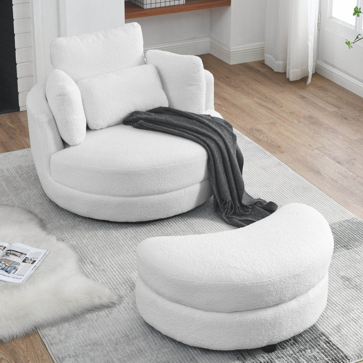 Oversized Swivel Fabric Lounge Chair - Omega Lifestyles