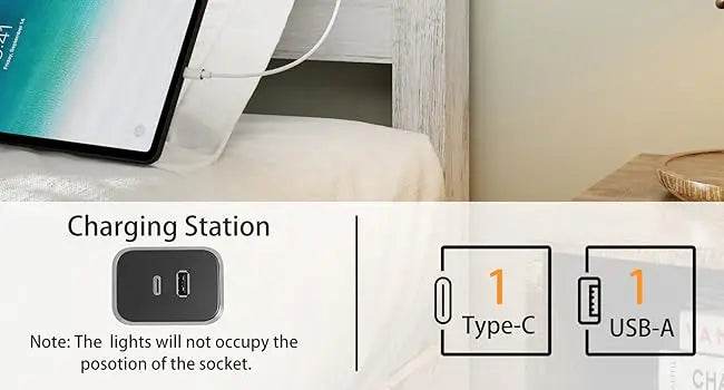 PU Leather Platform Bed Frame with Charging Station and LED Lights - Omega Lifestyles