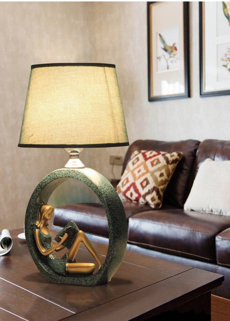 Reading Girl Resin Cloth Table Lamp LED Nightlight - Sleep Galleria