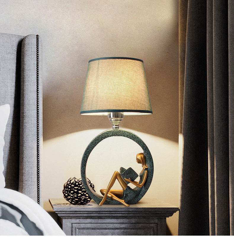 Reading Girl Resin Cloth Table Lamp LED Nightlight - Sleep Galleria