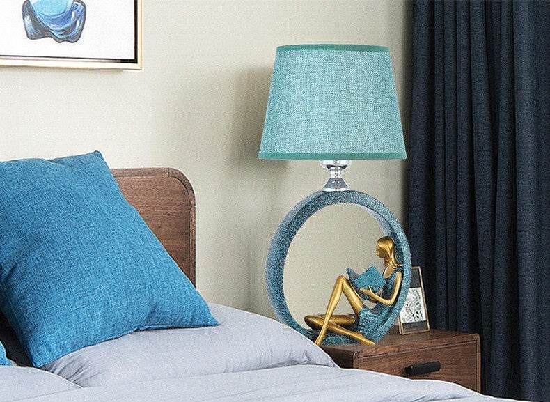 Reading Girl Resin Cloth Table Lamp LED Nightlight - Sleep Galleria