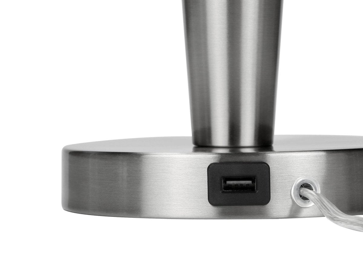 Set of 2 Contemporary Nickel Metal Table Lamps With USB - Sleep Galleria