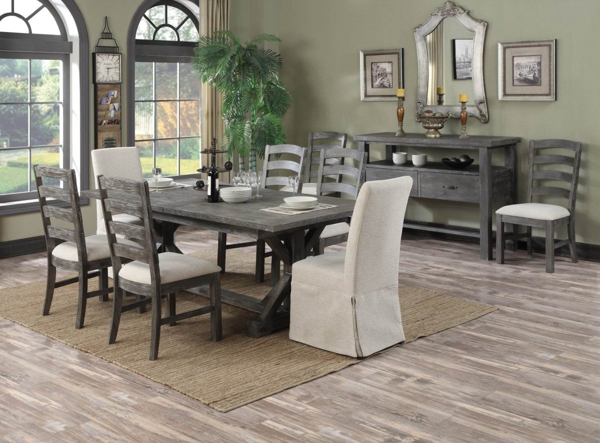 Solid Wood Gray Butterfly Leaf Dining Table - Calmora - Omega Lifestyles