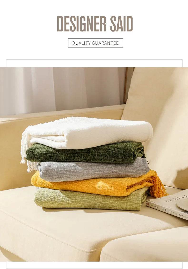 Summer Lightweight Chenille Knit Portable Throw Blanket - Sleep Galleria