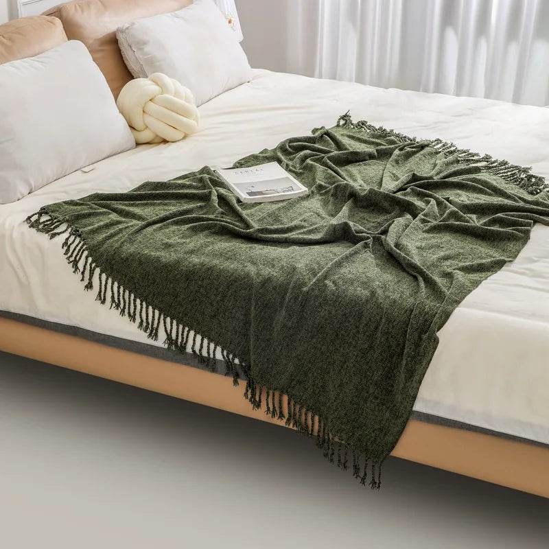 Summer Lightweight Chenille Knit Portable Throw Blanket - Sleep Galleria