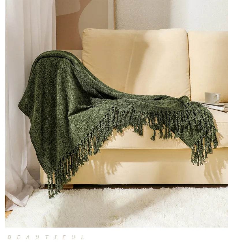 Summer Lightweight Chenille Knit Portable Throw Blanket - Sleep Galleria