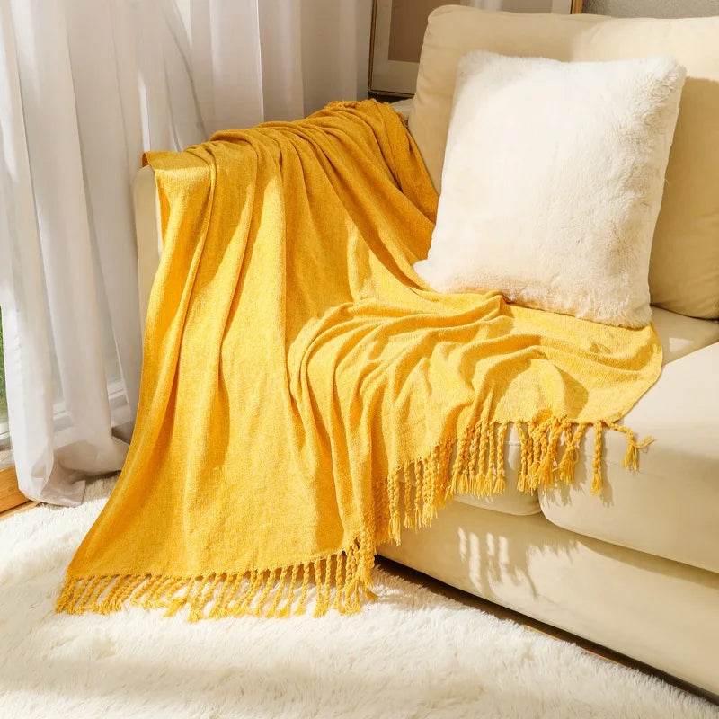 Summer Lightweight Chenille Knit Portable Throw Blanket - Sleep Galleria