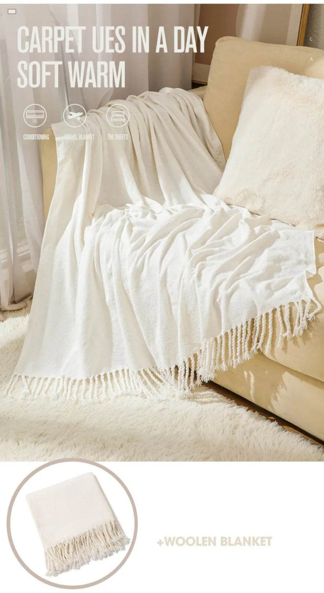 Summer Lightweight Chenille Knit Portable Throw Blanket - Sleep Galleria