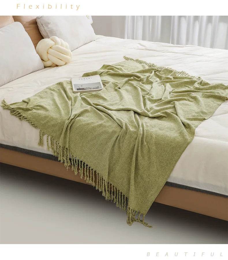 Summer Lightweight Chenille Knit Portable Throw Blanket - Sleep Galleria