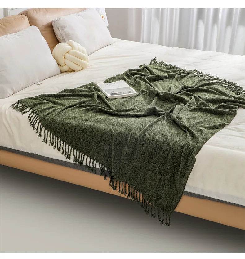 Summer Lightweight Chenille Knit Portable Throw Blanket - Sleep Galleria