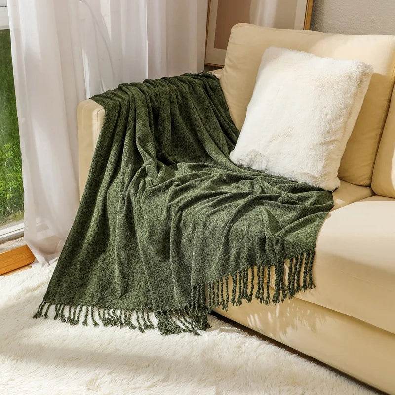 Summer Lightweight Chenille Knit Portable Throw Blanket - Sleep Galleria
