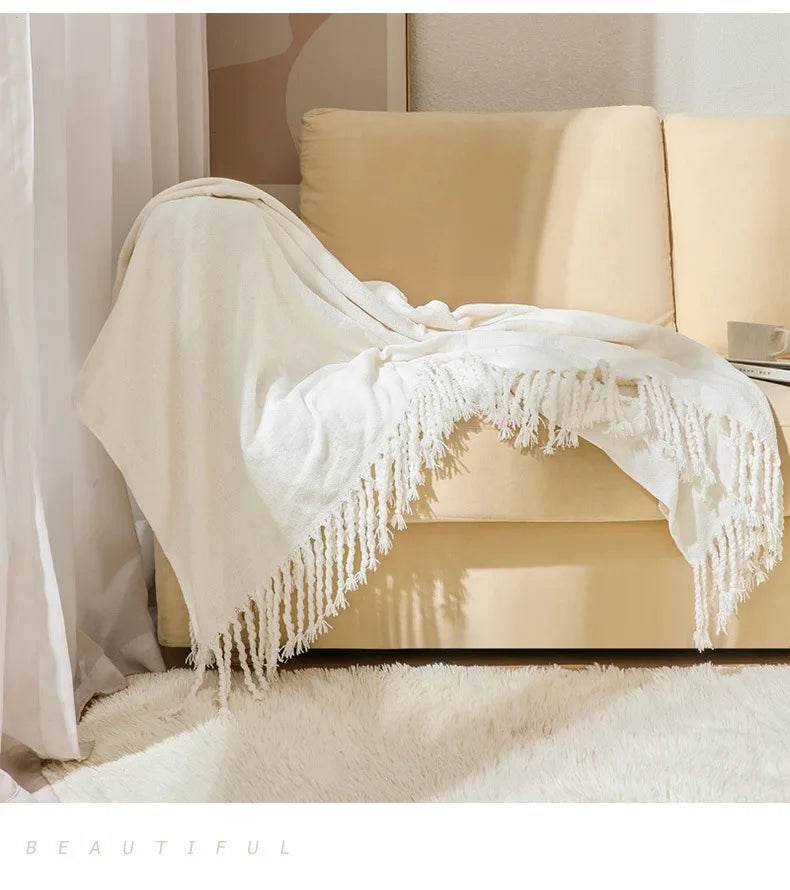Summer Lightweight Chenille Knit Portable Throw Blanket - Sleep Galleria