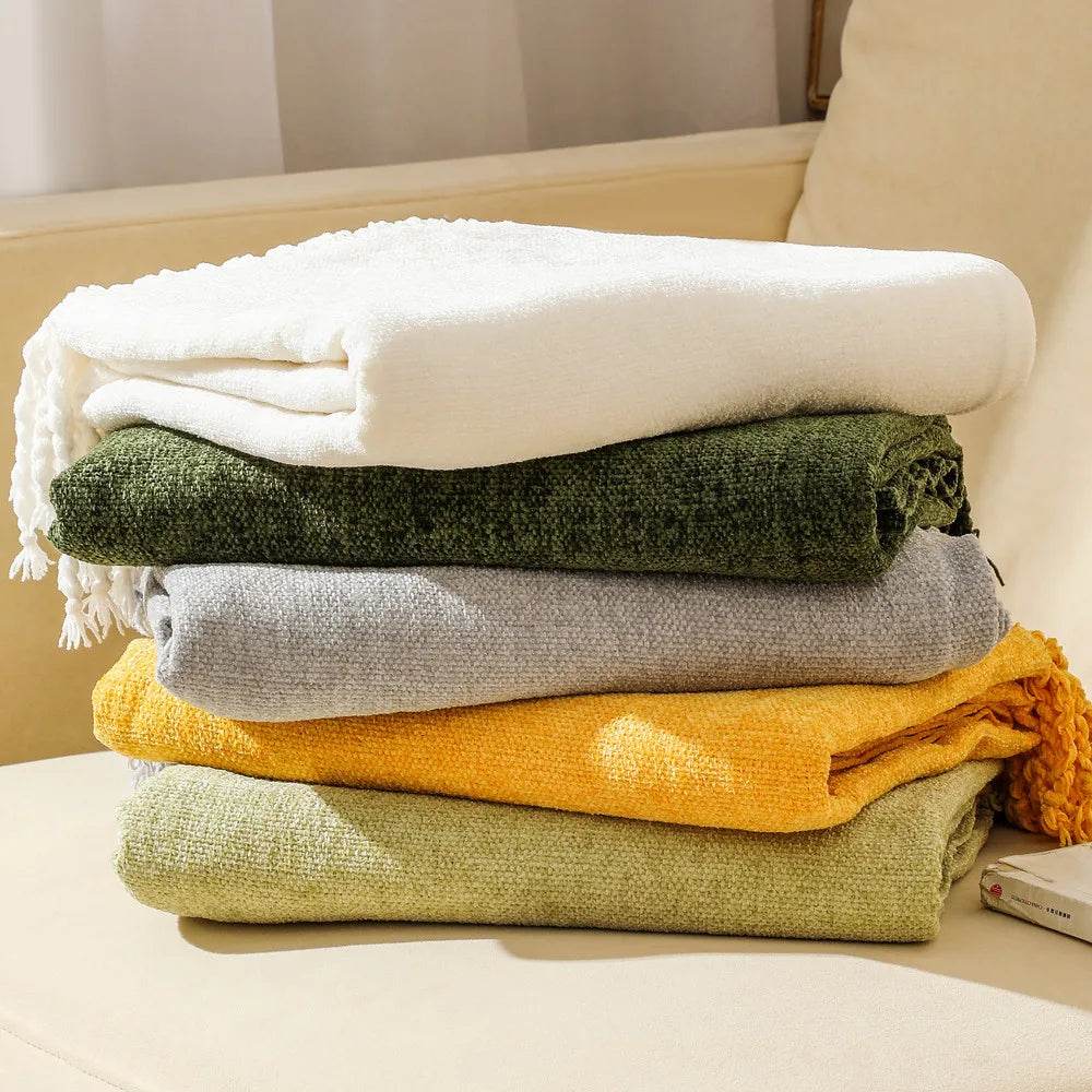 Summer Lightweight Chenille Knit Portable Throw Blanket - Sleep Galleria