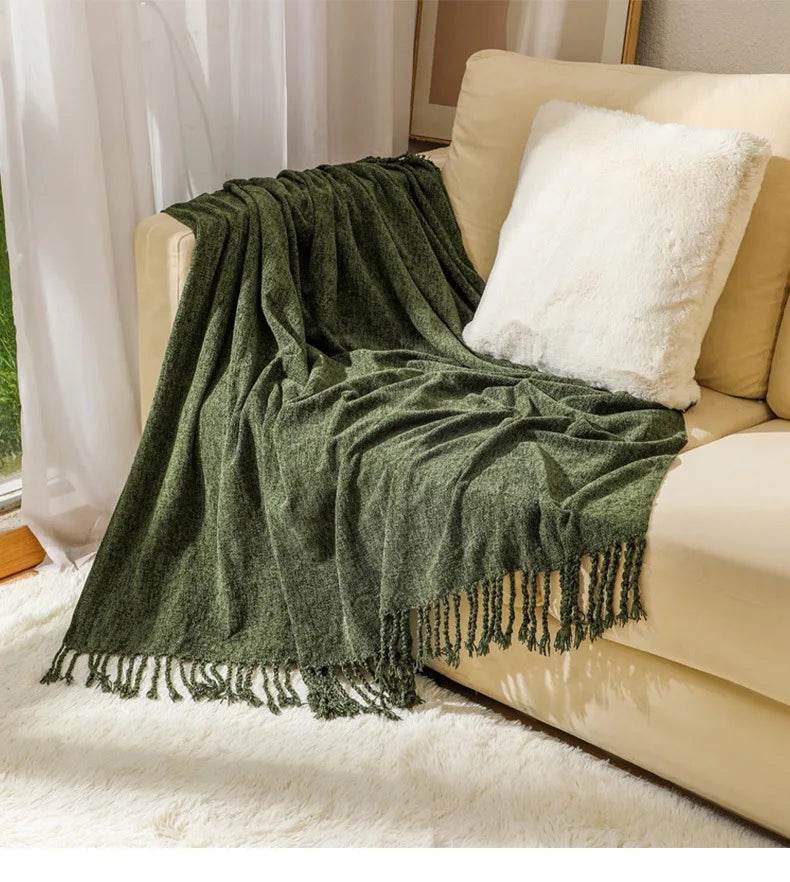 Summer Lightweight Chenille Knit Portable Throw Blanket - Sleep Galleria