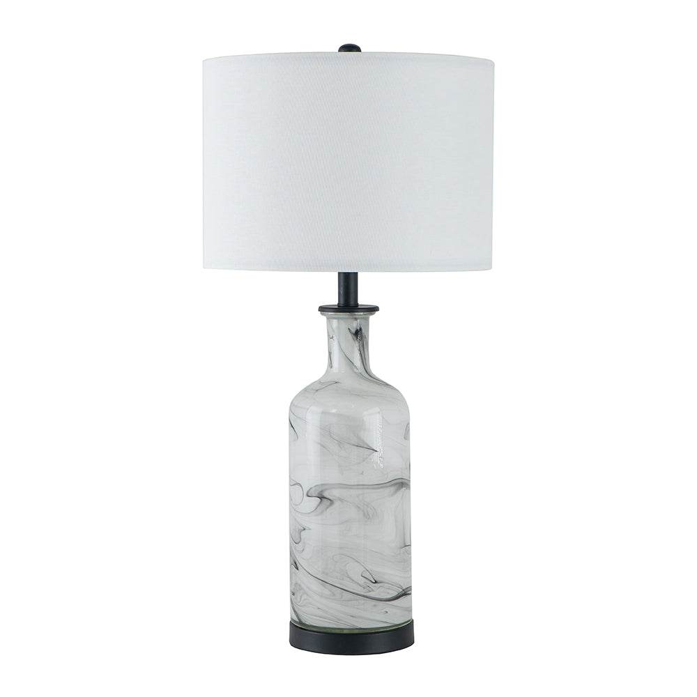 Tall Swirled Glass Table Lamp With Linen Shade - Sleep Galleria