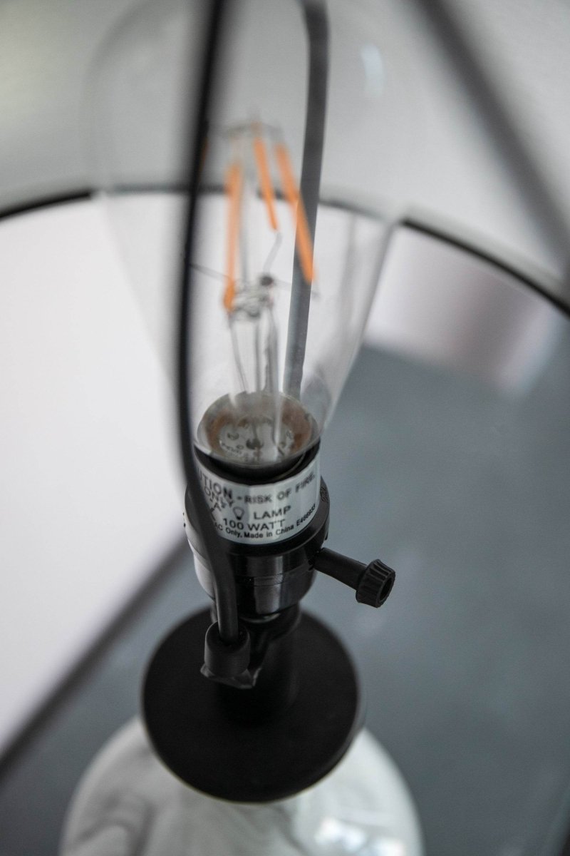 Tall Swirled Glass Table Lamp With Linen Shade - Sleep Galleria