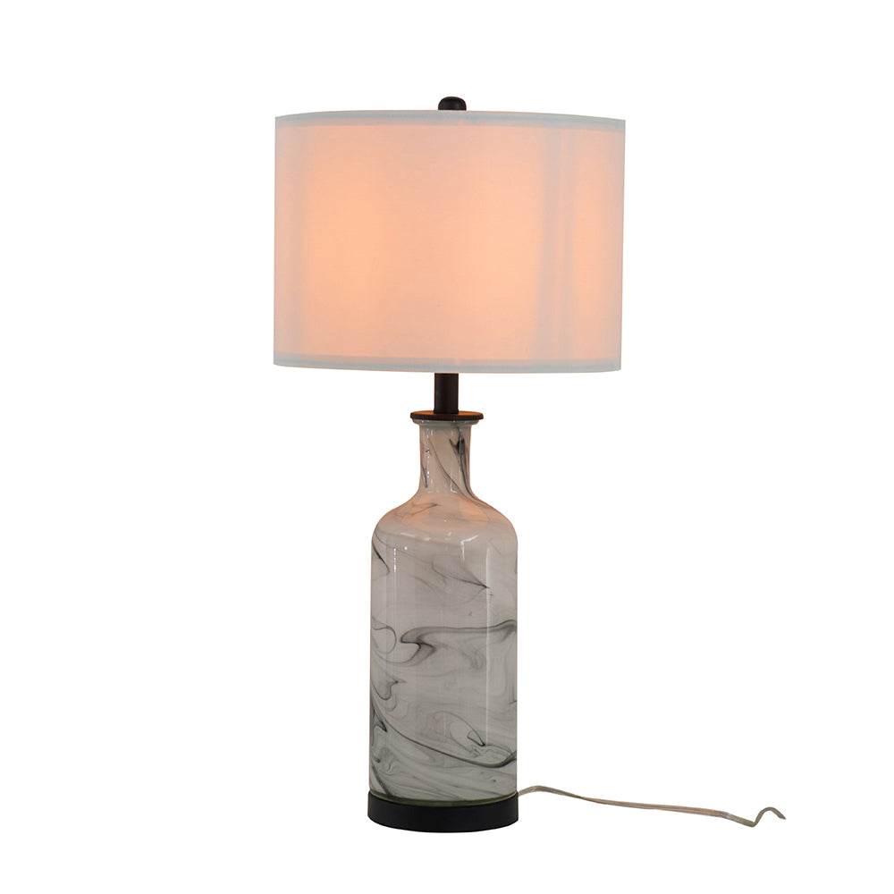 Tall Swirled Glass Table Lamp With Linen Shade - Sleep Galleria