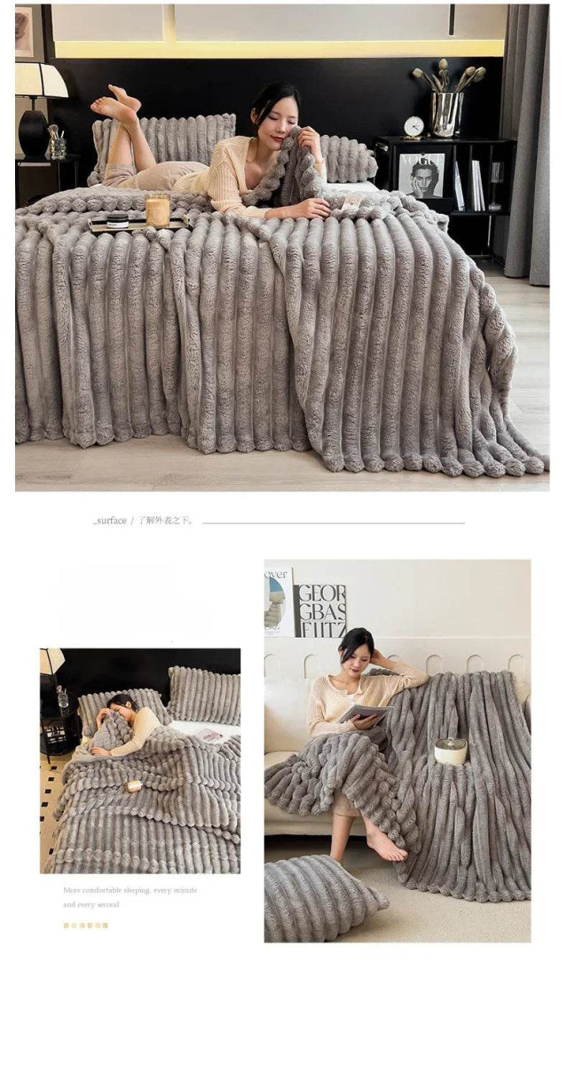 Thickened Wide Striped Multifunctional Blanket - Sleep Galleria