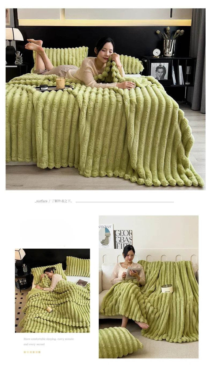 Thickened Wide Striped Multifunctional Blanket - Sleep Galleria