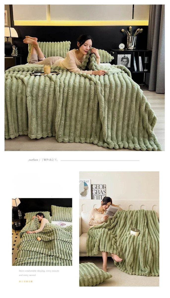 Thickened Wide Striped Multifunctional Blanket - Sleep Galleria