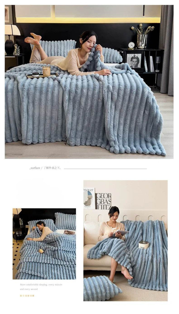 Thickened Wide Striped Multifunctional Blanket - Sleep Galleria