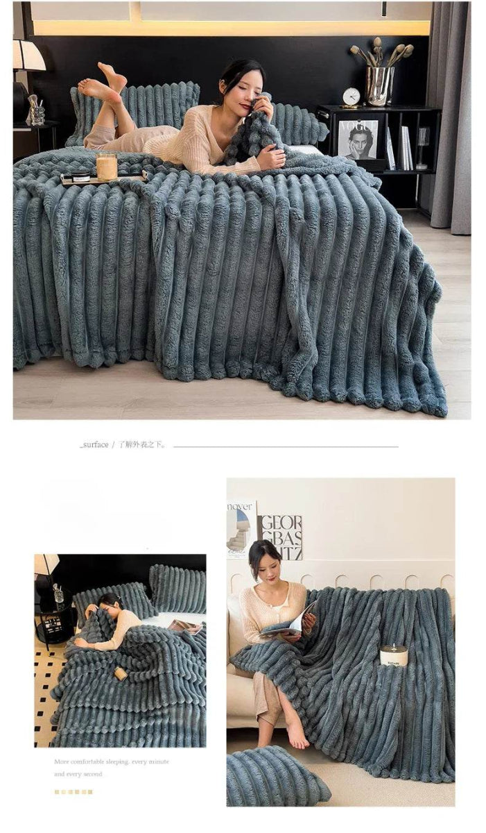 Thickened Wide Striped Multifunctional Blanket - Sleep Galleria