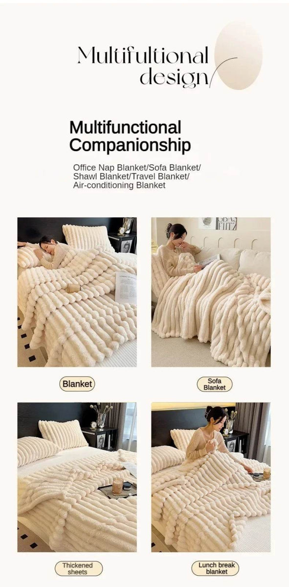 Thickened Wide Striped Multifunctional Blanket - Sleep Galleria