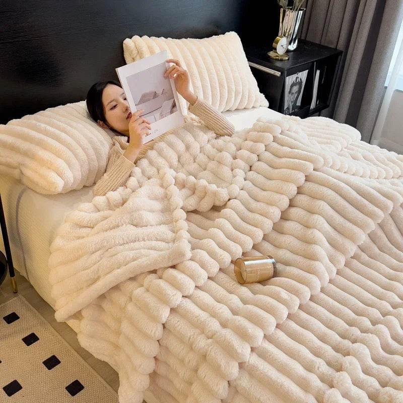 Thickened Wide Striped Multifunctional Blanket - Sleep Galleria