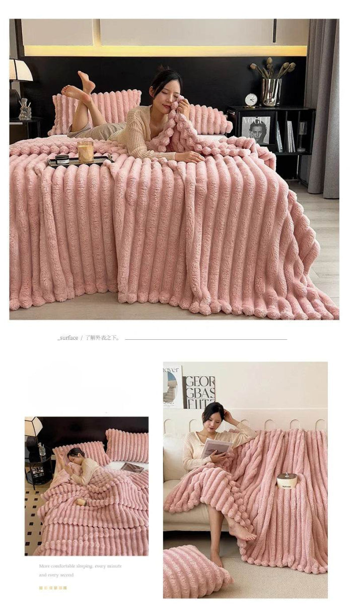 Thickened Wide Striped Multifunctional Blanket - Sleep Galleria
