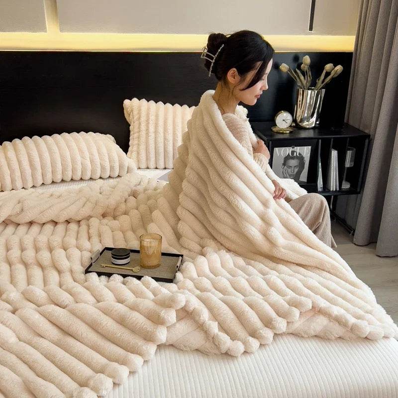 Thickened Wide Striped Multifunctional Blanket - Sleep Galleria