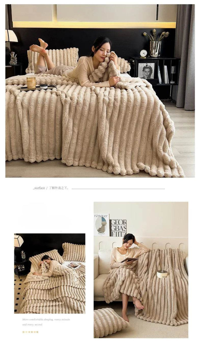 Thickened Wide Striped Multifunctional Blanket - Sleep Galleria
