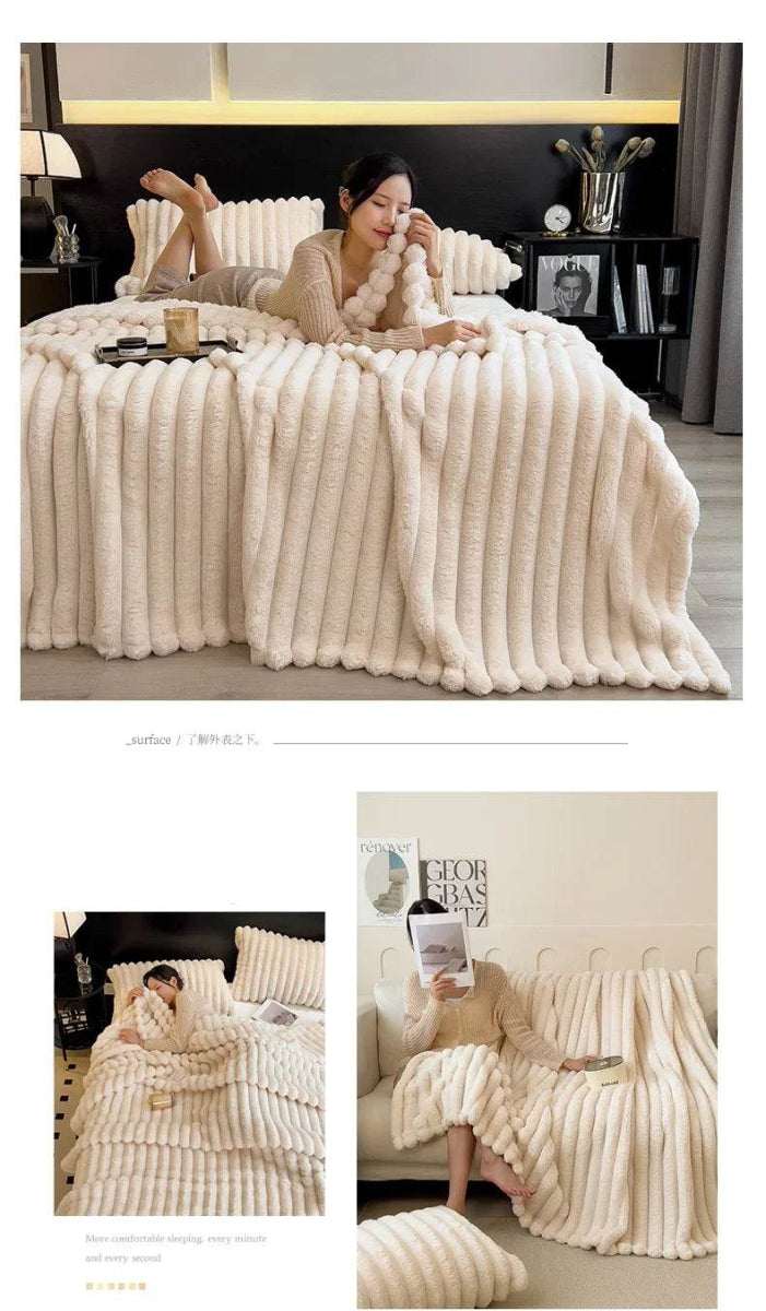 Thickened Wide Striped Multifunctional Blanket - Sleep Galleria