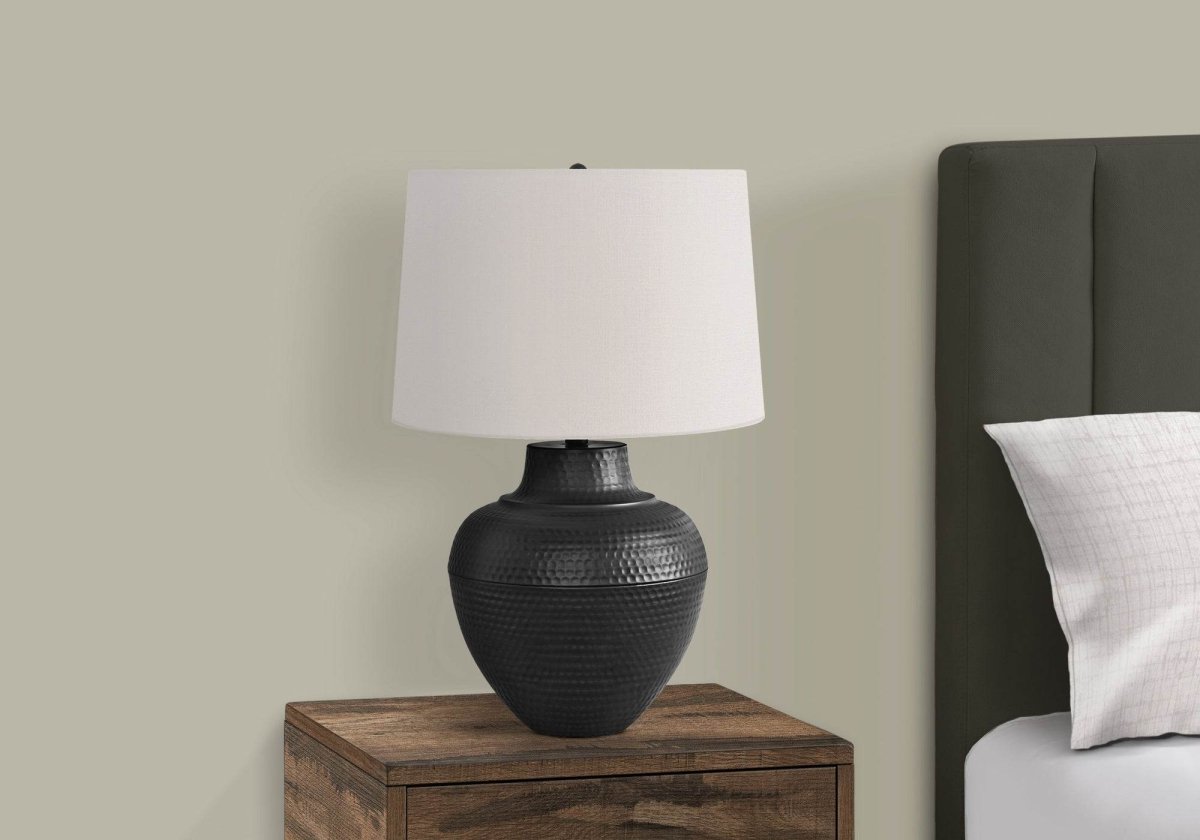 Transitional Black Metal Urn Base Table Lamp - Sleep Galleria