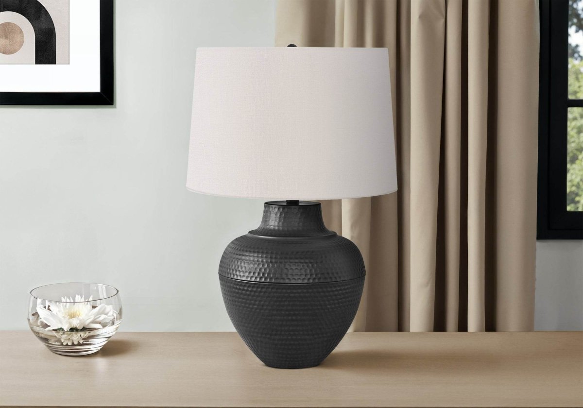 Transitional Black Metal Urn Base Table Lamp - Sleep Galleria