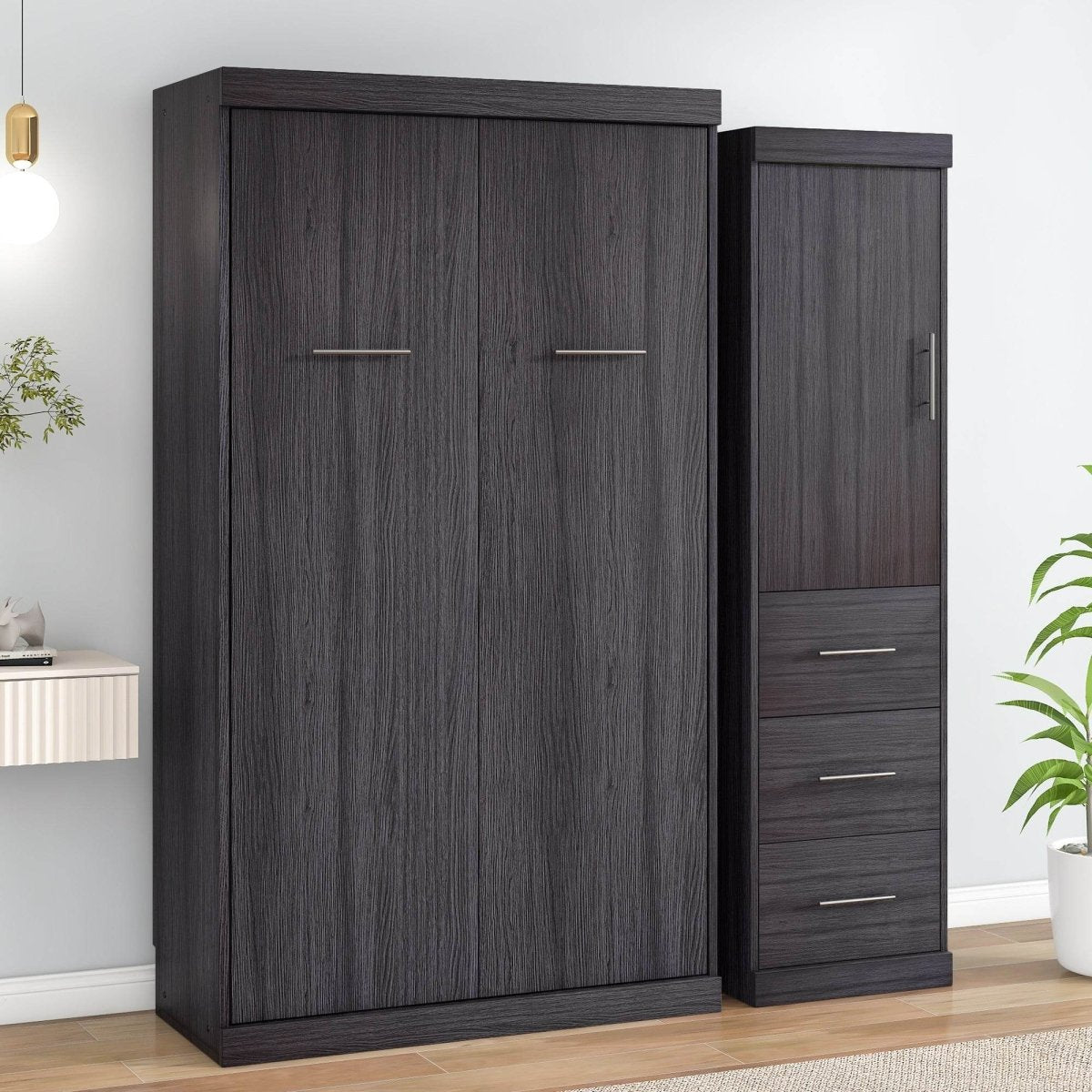 Twin Foldable Murphy Bed With Wardrobe And Drawers - Sleep Galleria