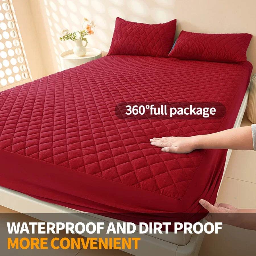 Waterproof Mattress Protector Cover Bed Fitted Sheet Single/Double/140/150/160 Muti Size Gray/White No Pillowcases - Sleep Galleria