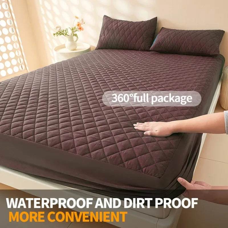 Waterproof Mattress Protector Cover Bed Fitted Sheet Single/Double/140/150/160 Muti Size Gray/White No Pillowcases - Sleep Galleria