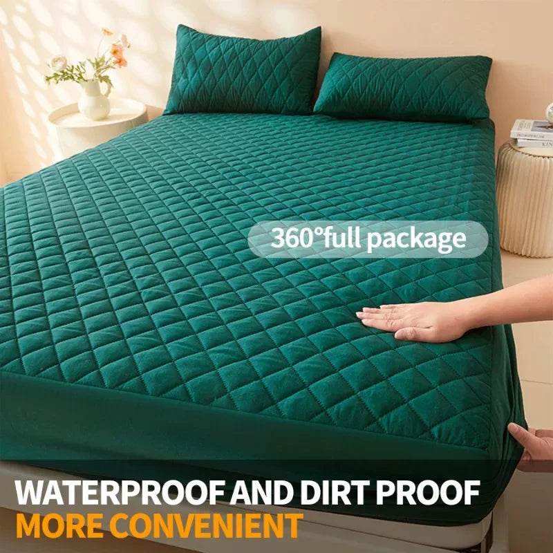 Waterproof Mattress Protector Cover Bed Fitted Sheet Single/Double/140/150/160 Muti Size Gray/White No Pillowcases - Sleep Galleria