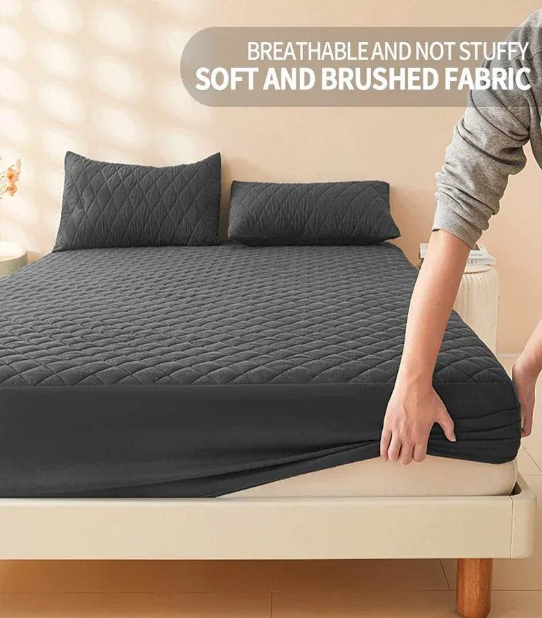 Waterproof Mattress Protector Cover Bed Fitted Sheet Single/Double/140/150/160 Muti Size Gray/White No Pillowcases - Sleep Galleria