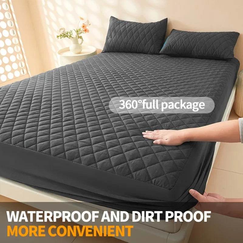 Waterproof Mattress Protector Cover Bed Fitted Sheet Single/Double/140/150/160 Muti Size Gray/White No Pillowcases - Sleep Galleria